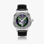 Scottish Russell Clan Tartan Crest Badge Silver Automatic Watch Size 46mm