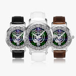 Scottish Russell Clan Tartan Crest Badge Silver Automatic Watch Size 46mm
