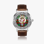 McCulloch Scottish Clan Tartan Badge Silver Automatic Watch Size 46mm
