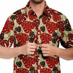 Men Hawaiian Shirt Checkerboard Hibiscus Hawaiian Floral Red Hawaiian Men Short Sleeve Shirt