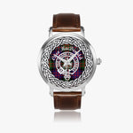 Scottish MacDonald Clan Tartan Crest Badge Silver Automatic Watch Size 46mm