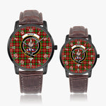 Scottish Boyd Modern Family Crest Quartz Watch With Leather Strap - Tartan Watch Instafamous Quartz Leather Strap Plaid Watch