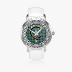 Haliburton Scottish Clan Tartan Crest Badge Silver Automatic Watch Size 46mm