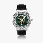MacAlpine Scottish Clan Tartan Crest Badge Silver Automatic Watch Size 46mm