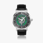 Clan Kennedy Crest & Tartan Knot Sterling Silver Unisex Automatic Watch (Silver) Size 46mm