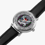 Logan Scottish Clan Tartan Crest Badge Silver Automatic Watch Size 46mm