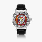 Scrymgeour Scottish Clan Tartan Crest Badge Silver Automatic Watch Size 46mm