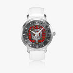 Clan Stewart or Stuart Crest & Tartan Knot Sterling Silver Unisex Automatic Watch (Silver) Size 46mm