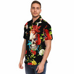 Men Hawaiian Shirt Floral and Skull Hawaiian Men Short Sleeve Shirt