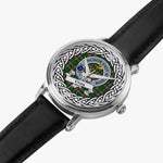 Gray Scottish Clan Tartan Crest Badge Silver Automatic Watch Size 46mm