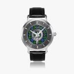 Clan Gordon Crest & Tartan Knot Sterling Silver Unisex Automatic Watch (Silver) Size 46mm