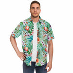 Men Hawaiian Shirt Flamingo Birds and Tropical Summer Hawaiian Men Short Sleeve Shirt