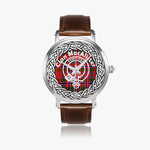 MacAlister Scottish Clan Tartan Crest Badge Old Silver Automatic Watch Size 46mm