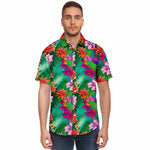 Men Hawaiian Shirt Colorful Tropical Flowers Hawaiian Men Short Sleeve Shirt