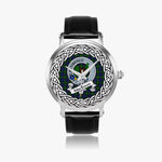 MacEwen Scottish Clan Tartan Crest Badge Silver Automatic Watch Size 46mm