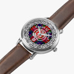 Scottish Fraser of Lovat Clan Tartan Crest Badge Silver Automatic Watch Size 46mm