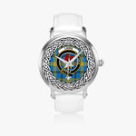 Laing Scottish Clan Tartan Crest Badge Silver Automatic Watch Size 46mm