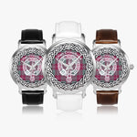 Scottish Crawford Clan Tartan Crest Badge Silver Automatic Watch Size 46mm