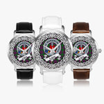 Logan Scottish Clan Tartan Crest Badge Silver Automatic Watch Size 46mm