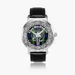 Scottish MacKenzie Clan Tartan Crest Badge Silver Automatic Watch Size 46mm
