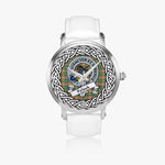 Pollock Scottish Clan Tartan Crest Badge Silver Automatic Watch Size 46mm