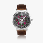 Clan Crawford Crest & Tartan Knot Sterling Silver Unisex Automatic Watch (Silver) Size 46mm