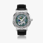 MacInnes Scottish Clan Tartan Crest Badge Silver Automatic Watch Size 46mm