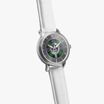 Clan Malcolm Crest & Tartan Knot Sterling Silver Unisex Automatic Watch (Silver) Size 46mm