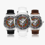 Clan Forrester or Foster Crest & Tartan Knot Sterling Silver Unisex Automatic Watch (Silver) Size 46mm