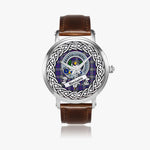 Kinnaird Scottish Clan Tartan Crest Badge Silver Automatic Watch Size 46mm