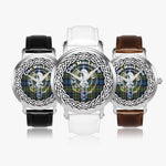 Scottish Maclellan Clan Tartan Crest Badge Silver Automatic Watch Size 46mm