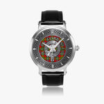 Clan Forrester or Foster Crest & Tartan Knot Sterling Silver Unisex Automatic Watch (Silver) Size 46mm