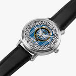 Roberton Scottish Clan Tartan Crest Badge Silver Automatic Watch Size 46mm