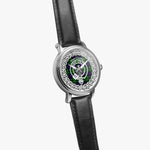 Scottish Leslie Clan Tartan Crest Badge Silver Automatic Watch Size 46mm