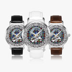 Stirling Scottish Clan Tartan Crest Badge Silver Automatic Watch Size 46mm