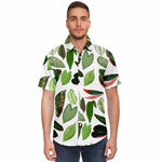 Men Hawaiian Shirt Botanical Watercolor Vintage Greenery Leaves Hawaiian Men Short Sleeve Shirt