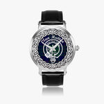 Scottish Hutton Clan Tartan Crest Badge Silver Automatic Watch Size 46mm