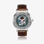 Melville Scottish Clan Tartan Crest Badge Silver Automatic Watch Size 46mm