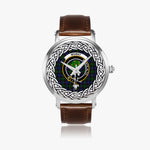 Mowat Scottish Clan Tartan Crest Badge Silver Automatic Watch Size 46mm