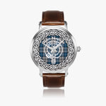 Scottish Napier Clan Tartan Crest Badge Silver Automatic Watch Size 46mm