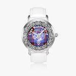 Scottish Rutherford Clan Tartan Crest Badge Silver Automatic Watch Size 46mm