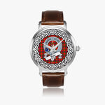 Scottish Bain Clan Tartan Crest Badge Silver Automatic Watch Size 46mm