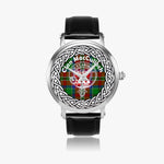 MacCulloch Scottish Clan Tartan Crest Badge Silver Automatic Watch Size 46mm