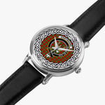Gartshore Scottish Clan Tartan Crest Badge Silver Automatic Watch Size 46mm