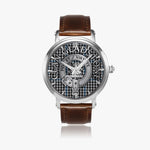 Clan Gladstone Crest & Tartan Knot Sterling Silver Unisex Automatic Watch (Silver) Size 46mm
