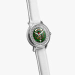 Lundin Scottish Clan Tartan Crest Badge Silver Automatic Watch Size 46mm