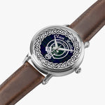 Scottish Hutton Clan Tartan Crest Badge Silver Automatic Watch Size 46mm