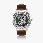 McCulloch Scottish Clan Tartan Crest Badge Silver Automatic Watch Size 46mm