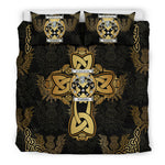 Connolly family crest and motto Bedding Sets Gold Thistle Celtic Style