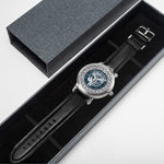 Scottish Cockburn Clan Tartan Crest Badge Silver Automatic Watch Size 46mm